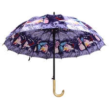 China 21 Zoll 16 Karat Satin Stick wasserdicht Kunststoff goldenen gebogenen Griff Regenschirm Hersteller