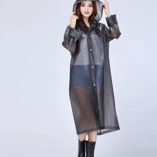 China Benutzerdefinierte Logo lange Regenmantel für Frauen Mode EVA wasserdicht Regen Poncho mit Kapuze Tunnelzug Hersteller