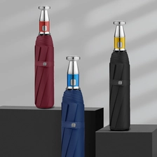 Chiny Lotus 2022 Custom LOGO 3 Fold 10 Ribs ABS Plated Handle Automatic Waterproof UV Umbrella producent
