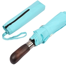 Chine Parapluie de voyage à double auvent à double auvent avec ouverture en bois véritable de première qualité avec poignée en bois véritable fabricant