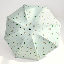 중국 Wholesale auto 3 folding umbrella pongee rain UV Umbrella sky blue OEM factory 제조업체