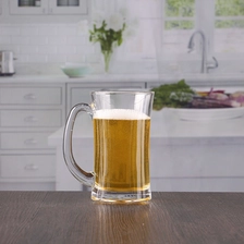 China 13oz breed mond bierglas met handvat groothandel aanpasbare monogram fabrikant