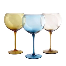 China 550ml colored tint cobalt blue amber crystal modern style balloon Gin Tonic wine glass manufacturer