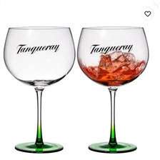 China Factory price Transparent Glass Gin tonic glasses cocktail wine branded gin glasses with green color manufacturer
