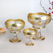China Glass Fruit Bowl With Home Decoration,Luxury Gloden Housewares,Gift,Vintage-inspired Pattern Hersteller