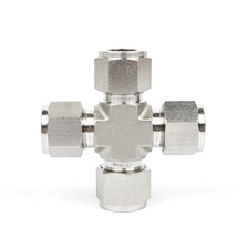 China 17 Stainless Steel Double Ferrules Metric Tube Fittings 4-Way Union Cross 2mm to 38mm Hersteller