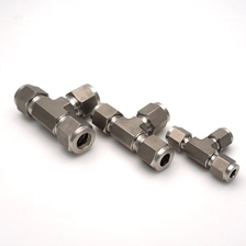 China 3 SS Twin Ferrules Metric Fittings 3 Way Union Tee 2mm to 38mm Hersteller