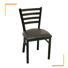China Manufacturer Wholesale Metal Black Ladder Back Restaurant Metal Chair with Upholstered Seat manufacturer