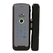 China Fingerprint Smart Glass Door Lock Swipe Card Digital Biometric Frameless Glass Door Electric Bolt Lock For Office, Store, House manufacturer