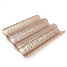 China 3 Rows Small Baguette French Bread Loaf Baking Pan manufacturer