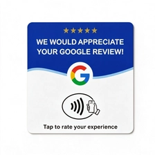 China Smart NFC Tap Card Display 215 Chip QR Tag Google Review Stand Acrylic Plate for Restaurant Table manufacturer