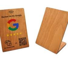 China Custom Printing Nfc Wood Card Stand Qr Code Tag NFC Menu QR Code Tag Card With Chip 13.56 MHZ for Restaurant Store manufacturer