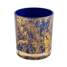 China Wholesale golden glass candle jar with high quality manufacturer