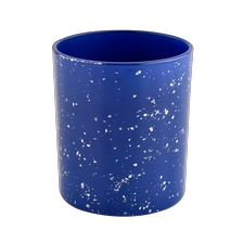 China Wholesale custom high quality white spots blue glass candle Jars manufacturer