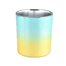 China ombre color sprayed metallic glass candle vessels manufacturer