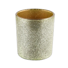 China Glass Candle Jar golden sand surface Decorative Glass Candle Jar 300ml For Wedding manufacturer