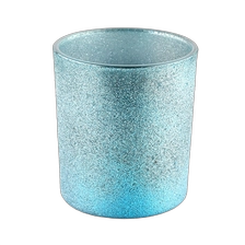 China Wholesale Custom logo Empty 300ml round cyan glass candle jar for candle making manufacturer