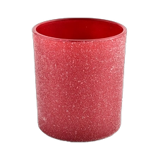 China Red custom glass candle jars with sand finish manufacturer