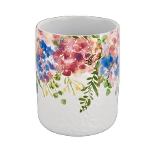 China Wholesale luxury applique printing ceramic candle jars candle vessels manufacturer