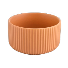China peach glazed ceramic candle vessels with stripe designs manufacturer