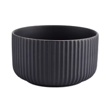 China matte black ceramic candle jars,  12oz ceramic container with lines manufacturer