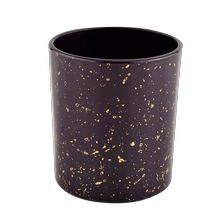 China Decorative gold printing black glass candle jars wholesale manufacturer