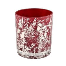 China Custom high quality white printing dust and red glass candle jars manufacturer