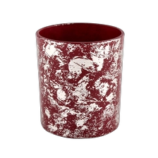 China Luxury customized white printing dust and red glass candle jar manufacturer