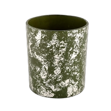 China Luxury Cylinder gold green Glass candle jar for Home Decoration manufacturer