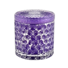 China Home purple with lids glass candleholders custom empty candle vessels manufacturer