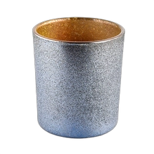 China Wholesale Empty 300ml Smoky Gray Frosted Interior Golden Glass Candle Jar manufacturer