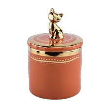 China home decor ceramic candle jar with animal handle lid manufacturer