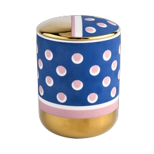 China luxury gold decal with hand paint artwork ceramic candle jar manufacturer
