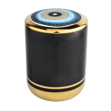 China home decor black and gold color ceramic candle jar manufacturer