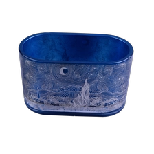 China Chinese Custom blue glass candle containers 12oz 14oz manufacturer