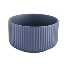 China luxury blue stripe ceramic candle jars manufacturer