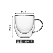 China Wholesale 250ml 8oz double wall glass coffee cup with handle. Source factory. Ready to ship manufacturer