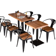 China Commercial Metal Black Industrial Restaurant Dining Table and Chair Sets manufacturer