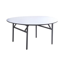 China Modern 1.8m Diameter White PVC Foam Top and Steel Leg Folding Table for Party or Wedding Plastic Round Table manufacturer