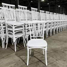China White Plastic Vertical Slat Back Chair Stackable Event Chair for Hotel Restaurant Wholesale & Rental manufacturer