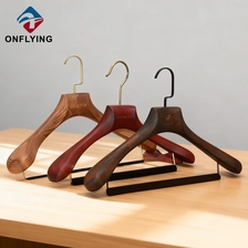 China Wide Shoulder Velvet Bar Luxury Beech Wooden Suit Hanger China Factory manufacturer