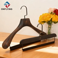China Wide Shoulder Custom Flocking Bar Luxury Beech Wooden Hangers China Supplier manufacturer