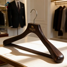 China Custom Round Hook Flocking Bar Suit Wooden Antislip Hanger China Factory manufacturer