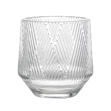China 10oz Embossed Pattern Glass Candle Holder Stripe Design manufacturer