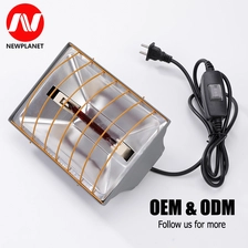 China 220V Infrared Heater Lamp Red Halogen Heat Light Aluminum Housing Dimmable IP44 Poultry Farm manufacturer