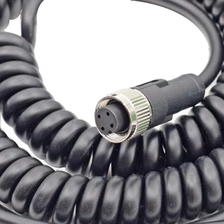 China 4-adriger M12-Buchsenstecker Code PVC-PU-Mantelmaterial Spulenkabel Dehnlänge 2 Meter Hersteller