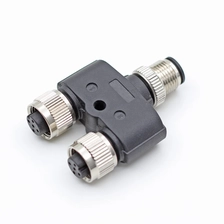 China M12 5-poliger T- und Y-Verteiler, ein männlicher und zwei weibliche M12-Steckverbinder Hersteller