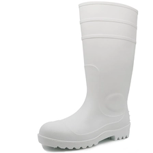الصين 106-4 Anti slip waterproof steel toe mid plate white pvc safety rain boots for food industry الصانع