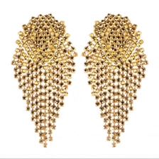الصين 2018 Hot Famous-brand Fashion Bead Tassel Earrings Gold Plated Rhinestone Earrings for women Wedding party Jewelry الصانع