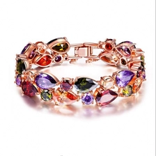الصين 2018 TOP SALE FASHIONABLE Rose Gold Plated Multicolor Cubic Zirconia Bracelet Earrings Set - Ideal Gift for Women الصانع